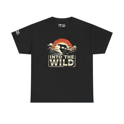 Into The Wild – Mountain Lion Sunset Ridge T-Shirt by Peak Quest