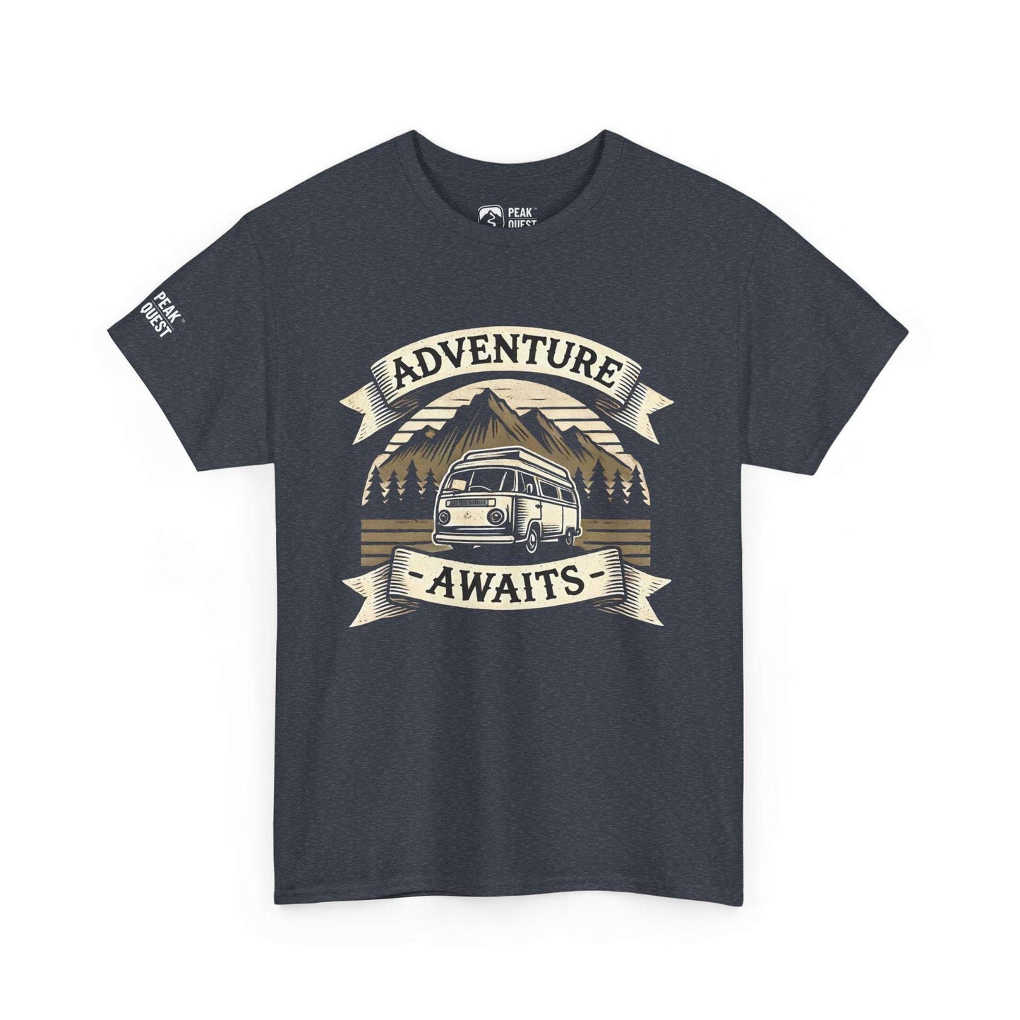 Adventure Awaits – Retro Camper Van T-Shirt by Peak Quest