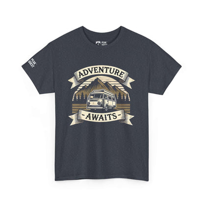 Adventure Awaits – Retro Camper Van T-Shirt by Peak Quest