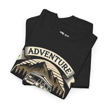 Adventure Awaits – Retro Camper Van T-Shirt by Peak Quest