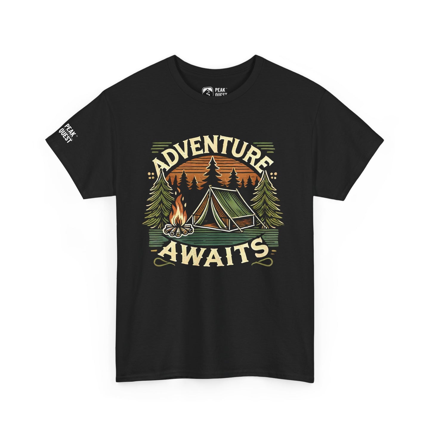 Adventure Awaits – Retro Camping T-Shirt by Peak Quest