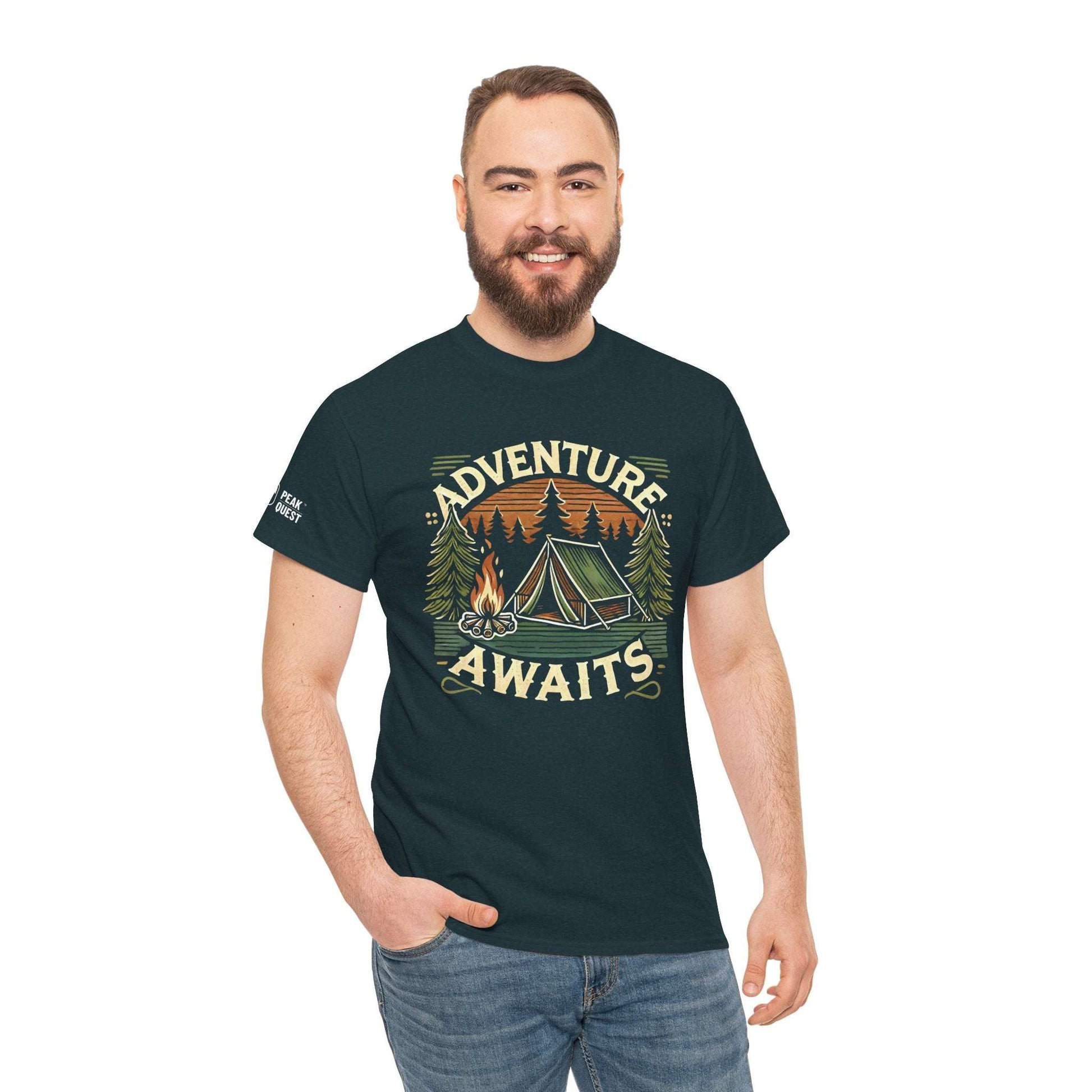 Adventure Awaits – Retro Camping T-Shirt by Peak Quest