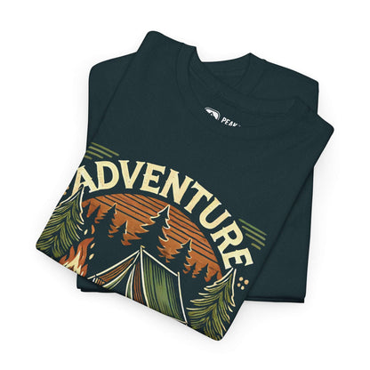 Adventure Awaits – Retro Camping T-Shirt by Peak Quest
