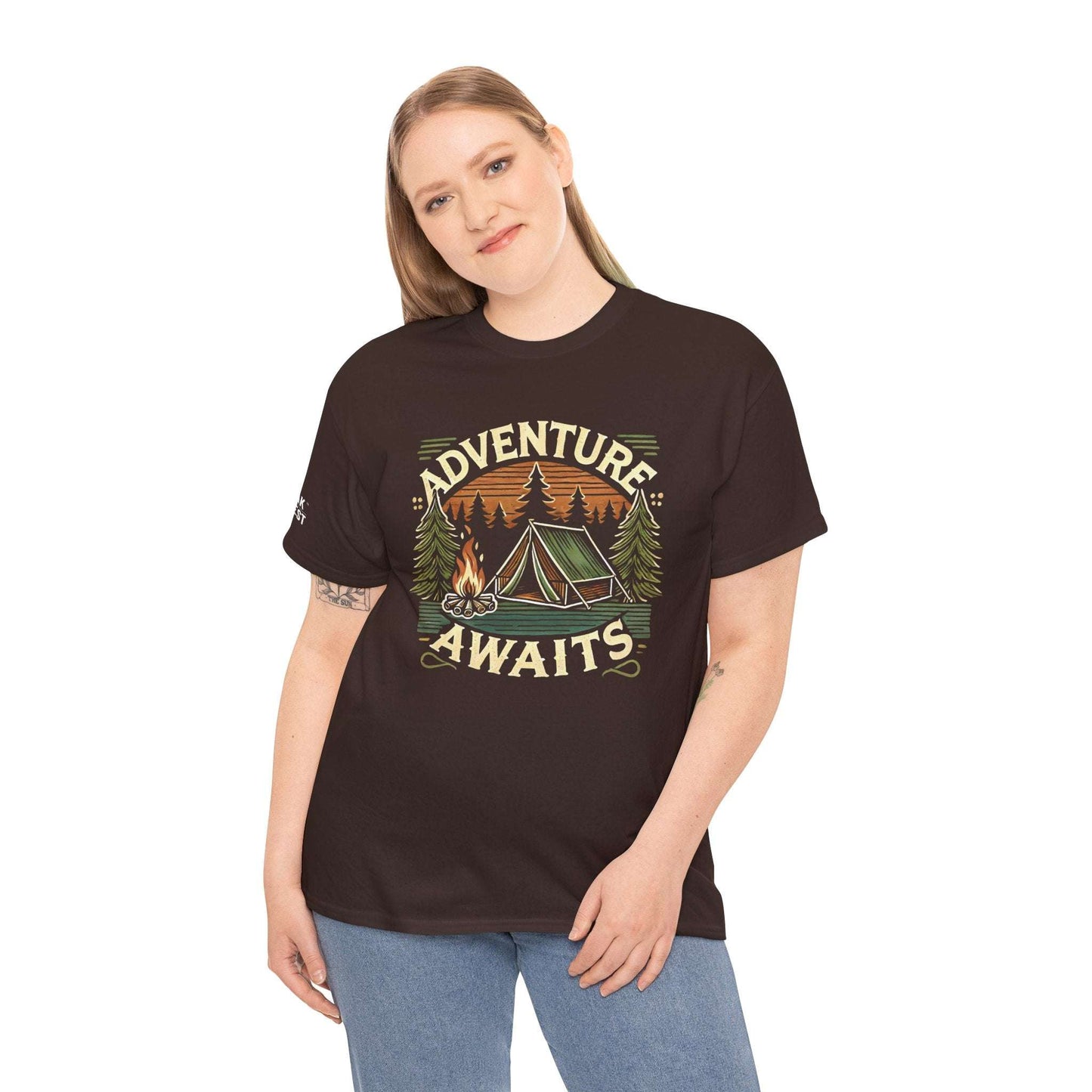 Adventure Awaits – Retro Camping T-Shirt by Peak Quest