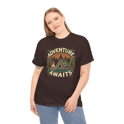Adventure Awaits – Retro Camping T-Shirt by Peak Quest