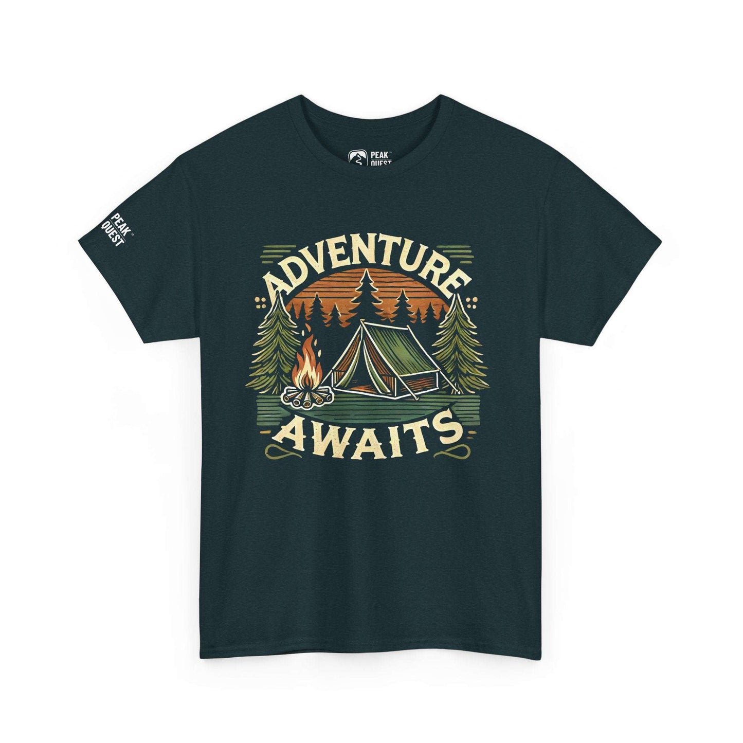 Adventure Awaits – Retro Camping T-Shirt by Peak Quest