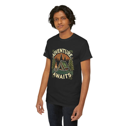 Adventure Awaits – Retro Camping T-Shirt by Peak Quest