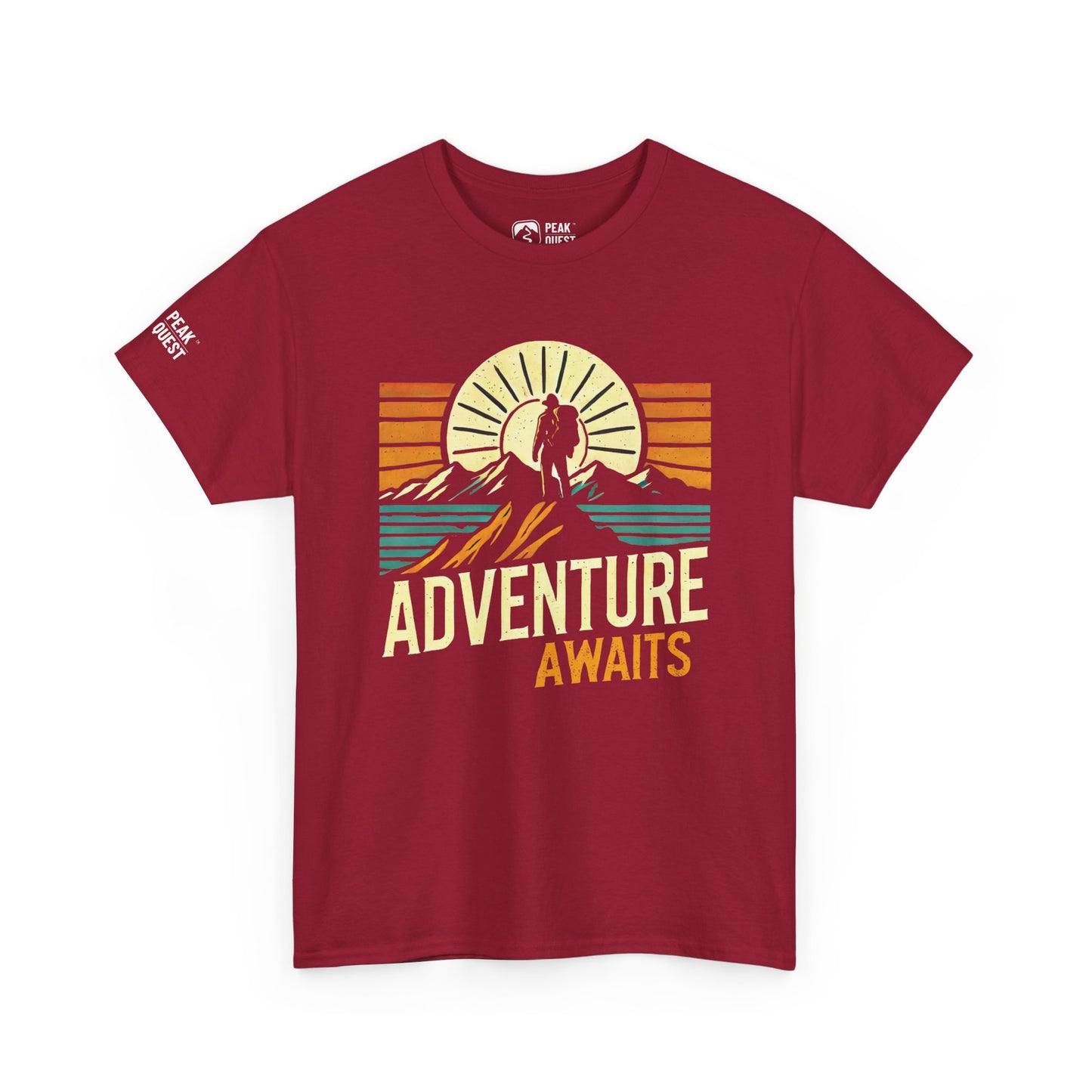 Adventure Awaits – Sunrise Hiker T-Shirt by Peak Quest
