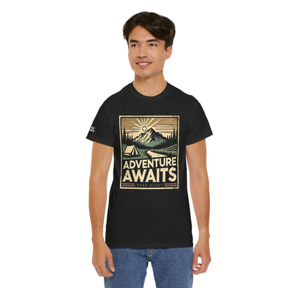 Adventure Awaits – Wilderness Scene T-Shirt by Peak Quest