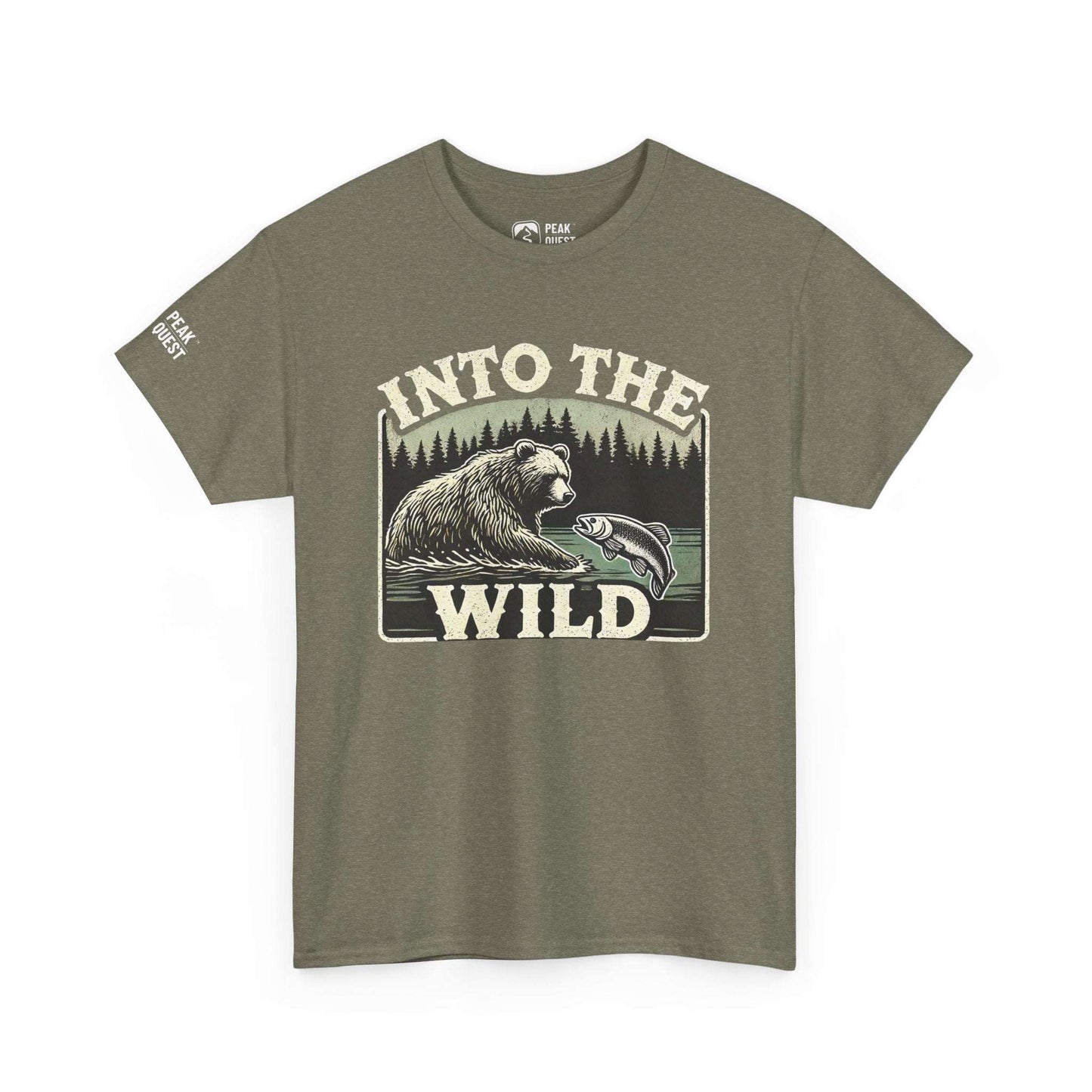 Into The Wild – Bear Fishing River T-Shirt by Peak Quest