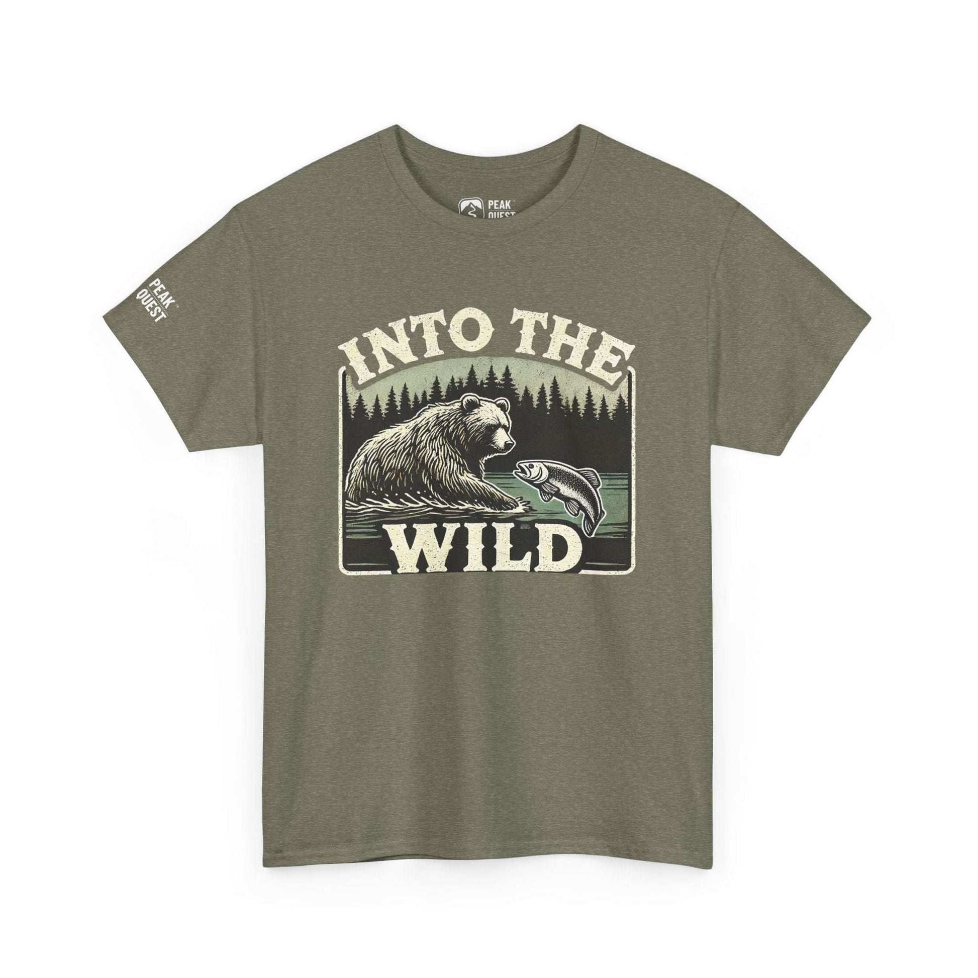Into The Wild – Bear Fishing River T-Shirt by Peak Quest