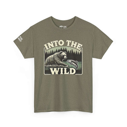 Into The Wild – Bear Fishing River T-Shirt by Peak Quest