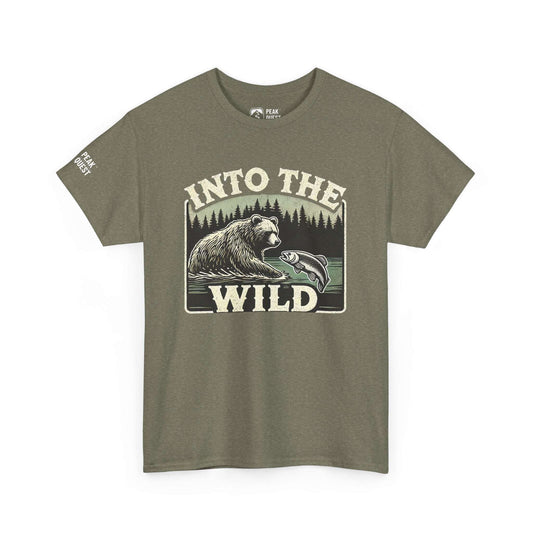 Into The Wild – Bear Fishing River T-Shirt by Peak Quest
