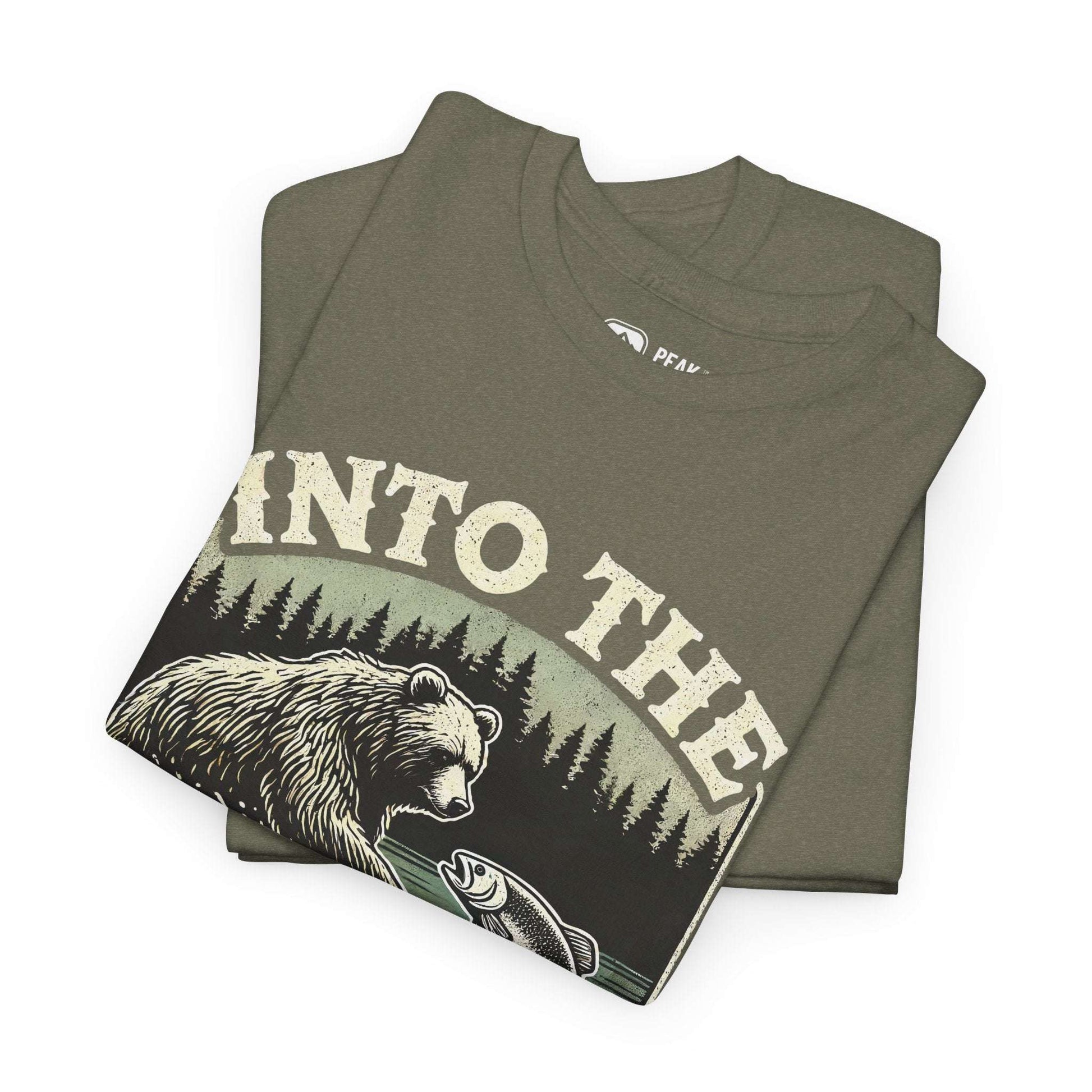 Into The Wild – Bear Fishing River T-Shirt by Peak Quest