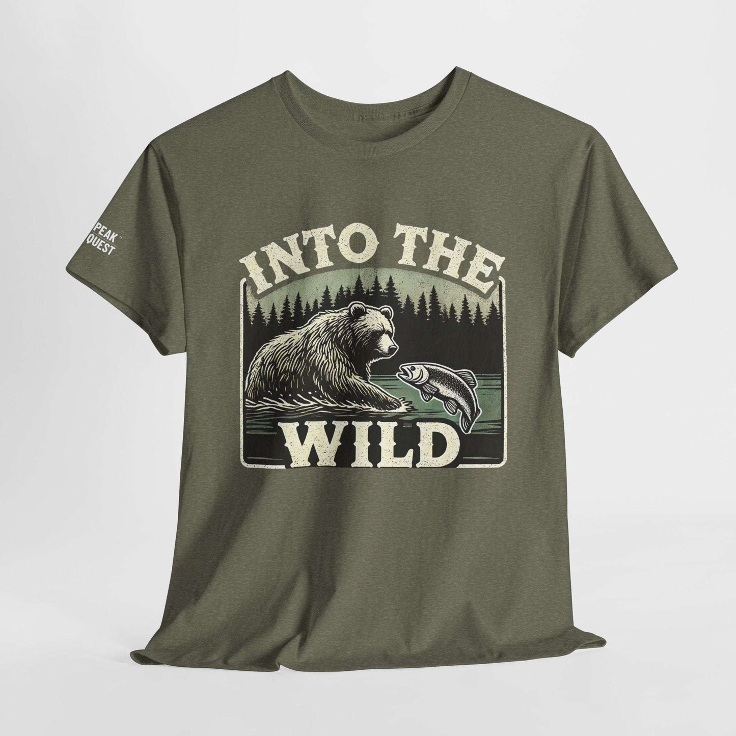 Into The Wild – Bear Fishing River T-Shirt by Peak Quest