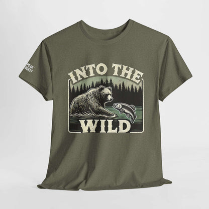 Into The Wild – Bear Fishing River T-Shirt by Peak Quest