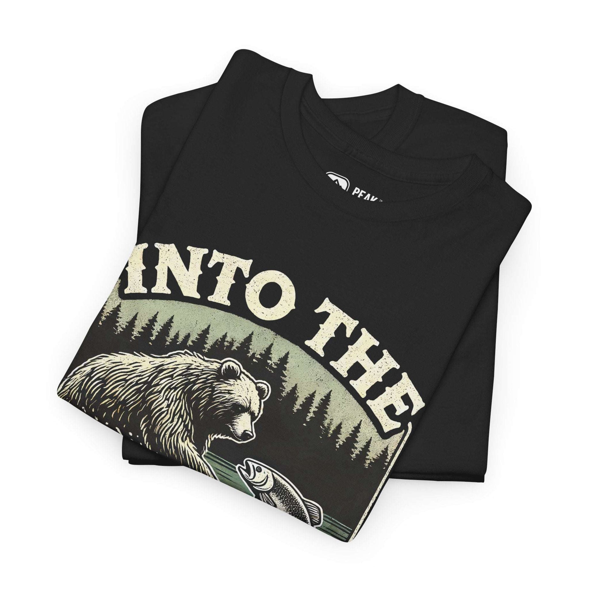 Into The Wild – Bear Fishing River T-Shirt by Peak Quest