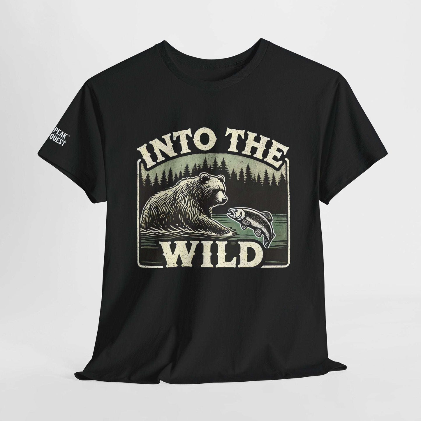 Into The Wild – Bear Fishing River T-Shirt by Peak Quest