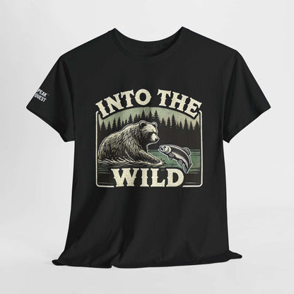 Into The Wild – Bear Fishing River T-Shirt by Peak Quest