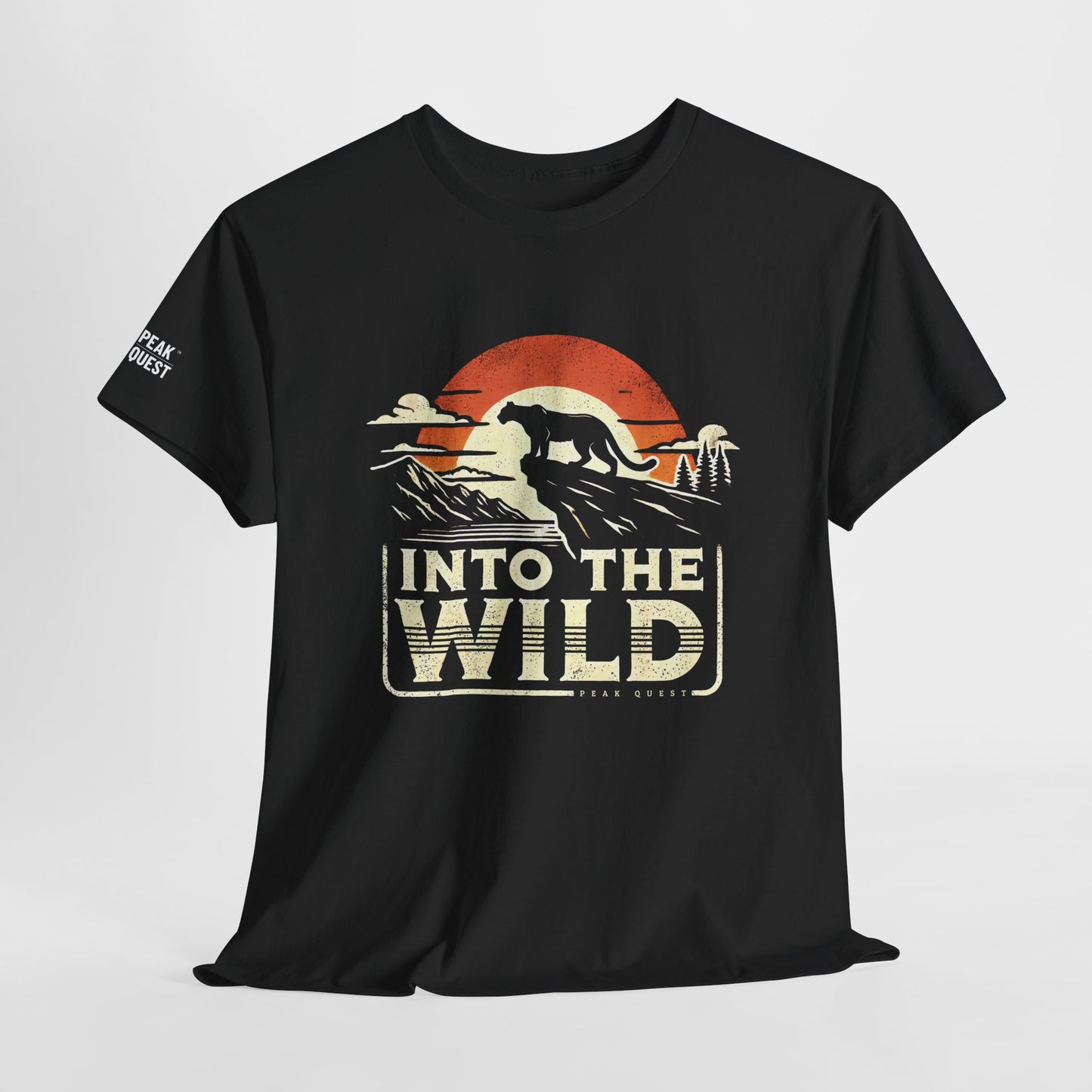 Into The Wild – Mountain Lion Sunset Ridge T-Shirt by Peak Quest