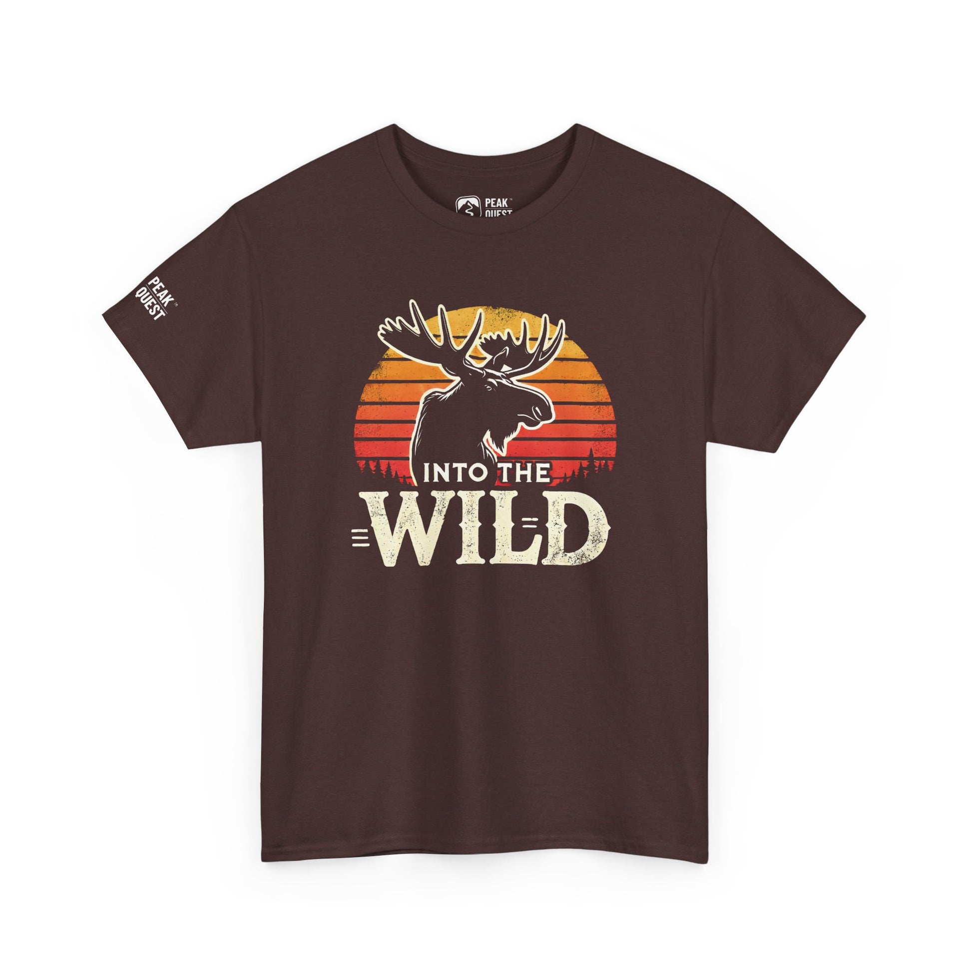 Into The Wild – Retro Moose Sunset T-Shirt by Peak Quest