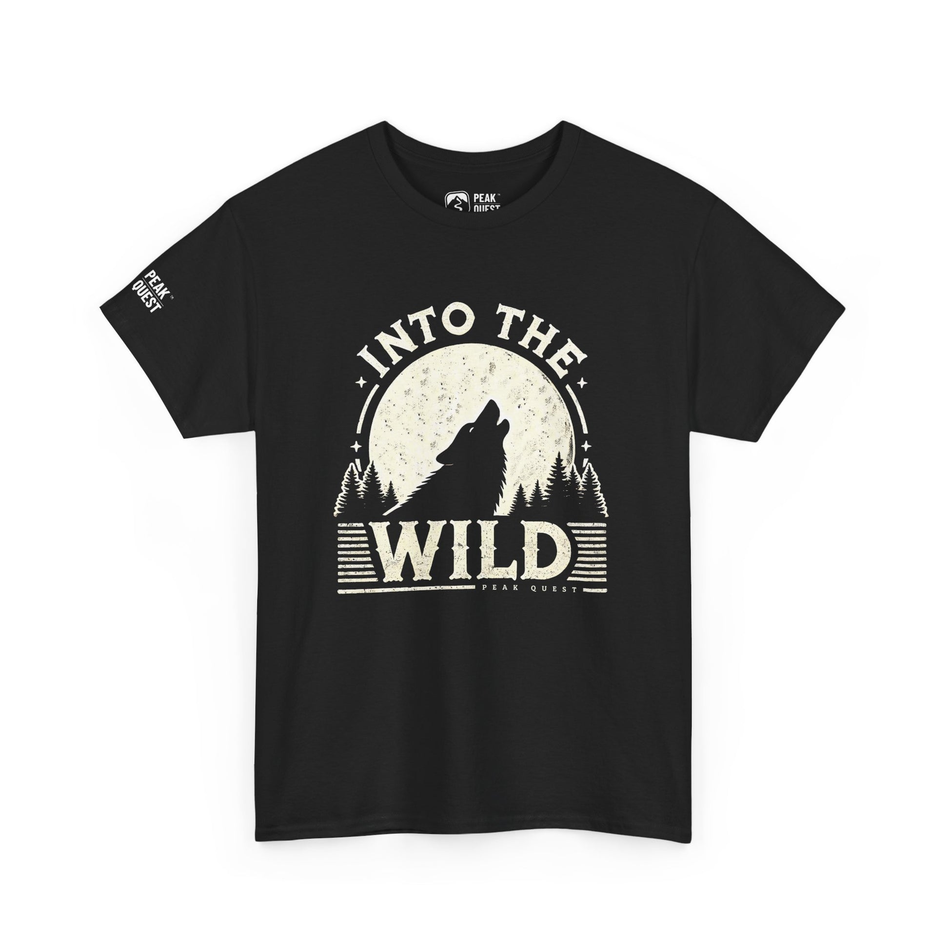 Into The Wild – Wolf Howling at Moon T-Shirt by Peak Quest