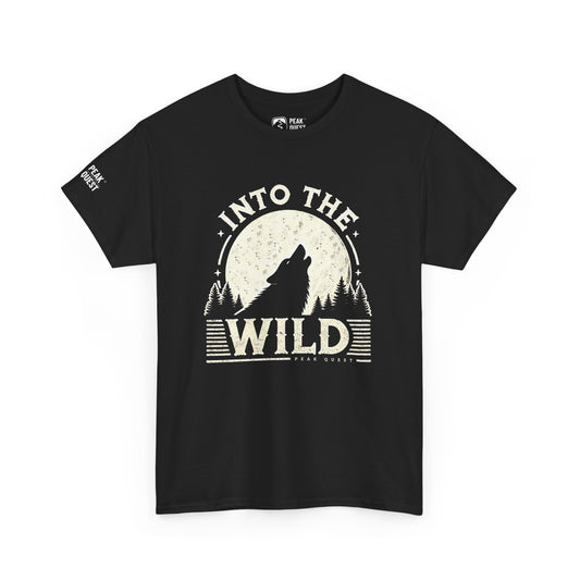 Into The Wild – Wolf Howling at Moon T-Shirt by Peak Quest