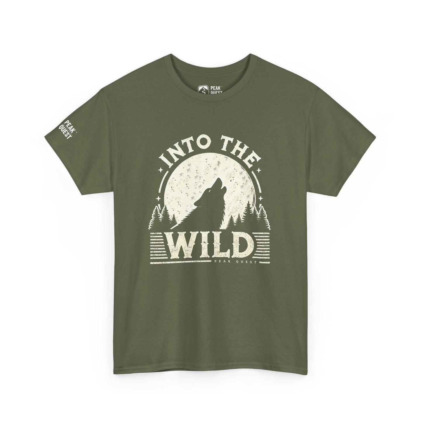 Into The Wild – Wolf Howling at Moon T-Shirt by Peak Quest