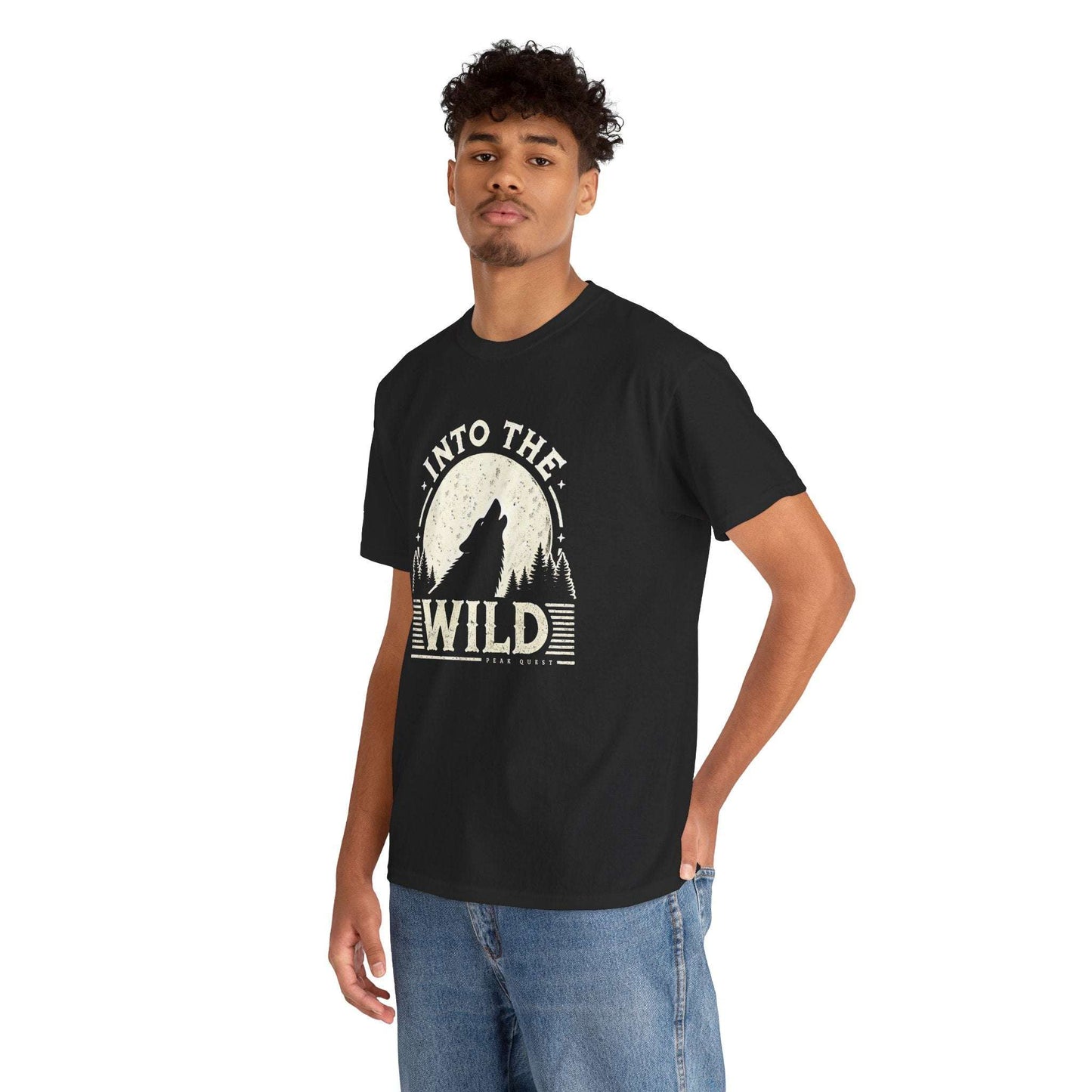 Into The Wild – Wolf Howling at Moon T-Shirt by Peak Quest