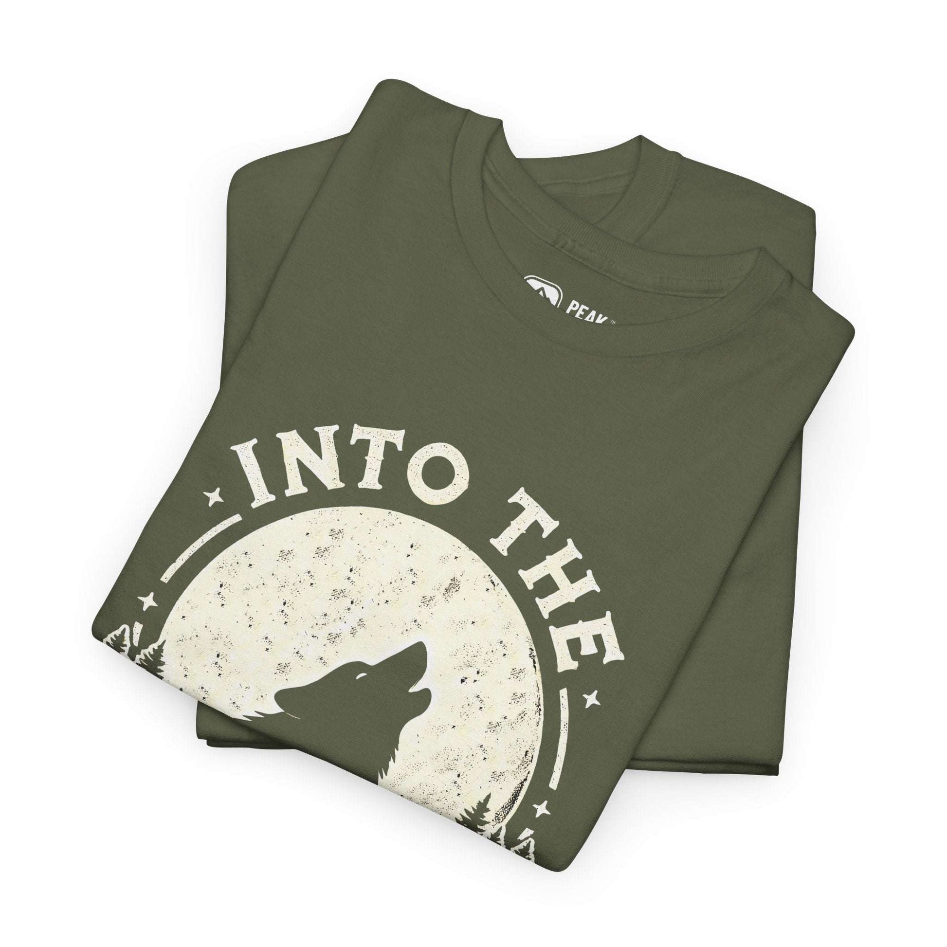 Into The Wild – Wolf Howling at Moon T-Shirt by Peak Quest
